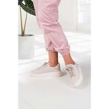 Suins Kadın Taşlı Spor Ayakkabı Sneaker Günlük Bağcıklı - Ten