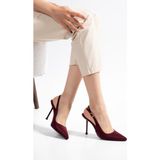 Suins Shoes Suins Casira Model Çivi Topuk Çizgi Desenli Kadın Stiletto Ayakkabı - Bordo