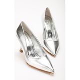 Suins Shoes Suins Cateline Model Kadın Topuklu Metalik Özel Renk Stiletto Ayakkabı - Gümüş