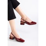 Suins Shoes Suins Christa Model Kadın Orta Topuklu Kroko Ayakkabı - Bordo