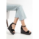 SUİNS SHOES Suins Guessa Hasır Desenli Kadın Dolgu Taban Sandalet Ayakkabı