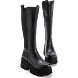 Suins Shoes Suins Henna Model Platform Kadın Siyah Arkası Lastikli Çizme