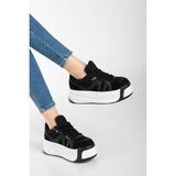 Suins Shoes Suins Higher Model Kadın Yüksek Taban Spor Ayakkabı Sneaker 6 cm - Siyah