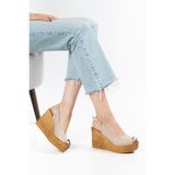 Suins Shoes Suins Jensy Hasır Desenli Kadın Dolgu Taban Sandalet Ayakkabı