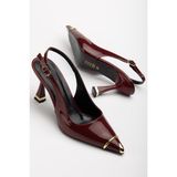 Suins Shoes Suins Jessa Model Kadın Topuklu Burnu Metal Detaylı Stiletto Ayakkabı - Bordo