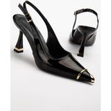 Suins Shoes Suins Jessa Model Kadın Topuklu Burnu Metal Detaylı Stiletto Ayakkabı - Siyah