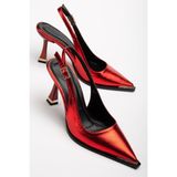 Suins Shoes Suins Jules Kadın Topuklu Taşlı Özel Üretim Stiletto Ayakkabı - Kırmızı
