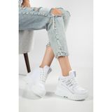 Suins Shoes Suins Juvina Model Yüksek Gizli Topuklu Kadın Spor Ayakkabı Sneaker - Beyaz