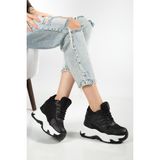 Suins Shoes Suins Juvina Model Yüksek Gizli Topuklu Kadın Spor Ayakkabı Sneaker - Siyah