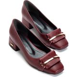 Suins Shoes Suins Premium Rona Model Kadın Orta Topuklu Ayakkabı - Bordo