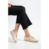 Suins Shoes Suins Ramia Model Hakiki Deri Yumuşak Kadın Günlük Spor Ayakkabı Sneaker - Bej