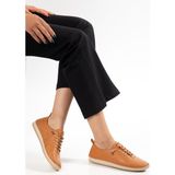 Suins Shoes Suins Ramia Model Hakiki Deri Yumuşak Kadın Günlük Spor Ayakkabı Sneaker - Taba