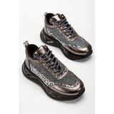 Suins Shoes Suins Rowen Model Kadın Leopar Desenli Fileli Spor Ayakkabı Sneaker - Platin