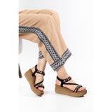 Suins Shoes Suins Walty Model Hasır Desenli Kadın Dolgu Taban Sandalet