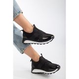 Suins Shoes Verica Kadın Spor Ayakkabı Sneaker Lastik Detaylı Taşlı - Siyah