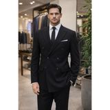 SUİT AYDIN 6 Drop Slim Fit Dar Kesim Mevsimlik Kruvaze Siyah Takım Elbise