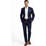 Suitmen Erkek Silim Çift Yırtmaçlı Takım Elbise BGL-ST05568 - Lacivert - 50