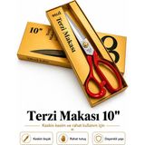 Suji Terzi Kumaş Kesim Makası - Kırmızı 10 Numara 26 cm - Sk5 Paslanmaz Çelik Nova - SUJİ 10 NUMARA