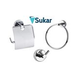Sukar Banyo Aksesuar Seti Krom Kağıtlık - Askılık - Havluluk Krom