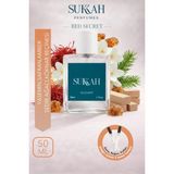 Sukkah Perfumes Red Secret Unisex Parfüm Edp 50 ml – Yasemin, Safran, Amber Ambroxan Sedir Köknar Reçinesi Lüks Koku - Beyaz