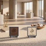 Şükür Hat Sanatı ve Mealli Besmele Tasarımı Zarif İkili Obje Set 10x10 cm | İkili setin görsel uyumu, ofis masası veya kitaplık gibi köşelere zarif ve estetik bir bütünlük getirir.