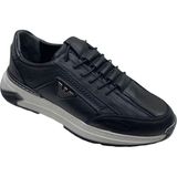 Sula Erkek Lastik Bağcıklı Deri Siyah Içi Deri Astar Dikişli Poli Taban Sneakers AYAKKABI-424-1-SİYAH