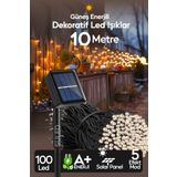 SULED 10 Metre Solar Enerjili Dekoratif 100 Led Işık Bahçe Balkon ve Süsleme Ledleri Gün Işığı