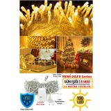 SULED 100led Fişli Pirinç Led 10 Mt Sarı 8 Modlu Şerit Led Dekor Lambası Animasyonlu Yılbaşı Ağacı Işığı
