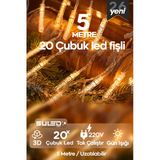 SULED 5 Metre Çubuk Led 20 Led Işık 220V Uzatılabilir Gün Işığı Dekoratif Süsleme Işığı