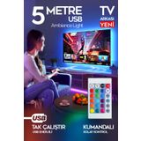 SULED 5 Metre USB TV Arkası & Dekoratif Ortam Ambiyans Aydınlatması Kumanda Kontrollü Tak Çalıştır