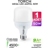 Suled 50W Torch Ultra Güçlü LED Ampül 1 Adet Tasarruflu 4500 Lümen 6500K Beyaz Işık Büyük Ampül E27