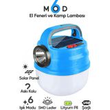 Suled 6 Modlu El Feneri ve Kamp Lambası USB & Solar Şarjlı Smd LED Askılı Taşınabilir Işık