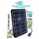 Suled 8W Güneş Enerjili Solar USB Şarj Paneli 6V USB Çıkışlı 2A Telefon Tablet ve USB Ürün Şarj Ünitesi