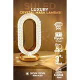SULED Crystall Akustik Masa Lambası 3 Modlu USB Şarjlı Oval Dekoratif Şık Masa Lambası Kristal Efekt