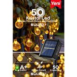 SULED Dekoratif 7 Metre 50 Kristal Top Led Solar Balkon Teras Ağaç Bahçe Aydınlatması