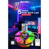 SULED Gamer 5 Metre RGB Şerit LED Işık Kumandalı 16 Renk 4 Modlu Masa Ortam ve Oda Aydınlatma