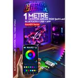 SULED Gamer Led 1 Metre RGB Şerit LED Bluetooth ve Uygulama Kontrollü USB Oyuncu Aydınlatması