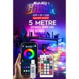 SULED Gamer Led Aydınlatma 5 Metre RGB LED Bluetooth Uygulama ve Kumanda Kontrollü USB Sese Duyarlı