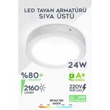 SULED Güçlü Led Tavan Armatürü 24W Beyaz Işık 2160lm 220V A+ 28CM 6500K Beyaz Ev Ofis Atölye Balkon IP20