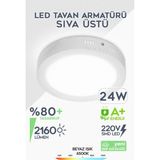 Suled Güçlü Led Tavan Armatürü 24W Beyaz Işık 2160lm 220V A+ 28CM 6500K Beyaz Ev Ofis Atölye Balkon IP20