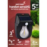 SULED Hareket Sensörlü Bahçe Aydınlatması 5W Lityum Pilli Led Işık Solar Şarjlı Otomatik Dış Mekan Lamba
