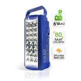 SULED Kamp Lambası Usb Şarjlı 6v Akülü 80 Saat - 3gün Aydınlatma 24 Smd Led Işıldak Lamba 220v Şarj