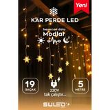 SULED Kar Tanesi 5 Metre Modlu Perde Led Işık 19 Saçak Gün Işığı 220V Fişli Dekoratif İç & Dış Mekan