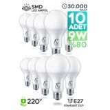 SULED Led Ampül 10 Adet 9w Smd Süper Parlak Led Beyaz Işık 6500k Tasarruflu Lamba