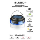 SULED Mini Pro Kamp Lambası ve Fener USB Power Bank Özellikli Solar Panel 4 Mod Flaşlı