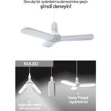 Suled Pervane Ampül 40-45 W 3 Kollu Katlanır Pervane LED Ampül Tasarruflu Kanatlı LED - Beyaz