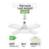 SULED Pervane Led Ampül 60W 4500 Lümen Süper Güçlü E27 Lamba A++ Beyaz Işık 4+1