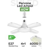 Suled Pervane LED Ampül 60W 6000 Lümen Süper Güçlü E27 Lamba A++ Beyaz Işık 4+1 - Renkli