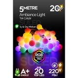 SULED Rgb 5 Metre Topled 20 Led 220v Fişli Tak Çalıştır Dekoratif Iç Ve Dış Mekan Aydınlatma Süsleme Işığı