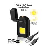 SULED Şarjlı Çakmak T9 LED Fener Özellikli USB Şarjlı Kamp Çakmağı COB Led CE Rüzgardan Etkilenmez